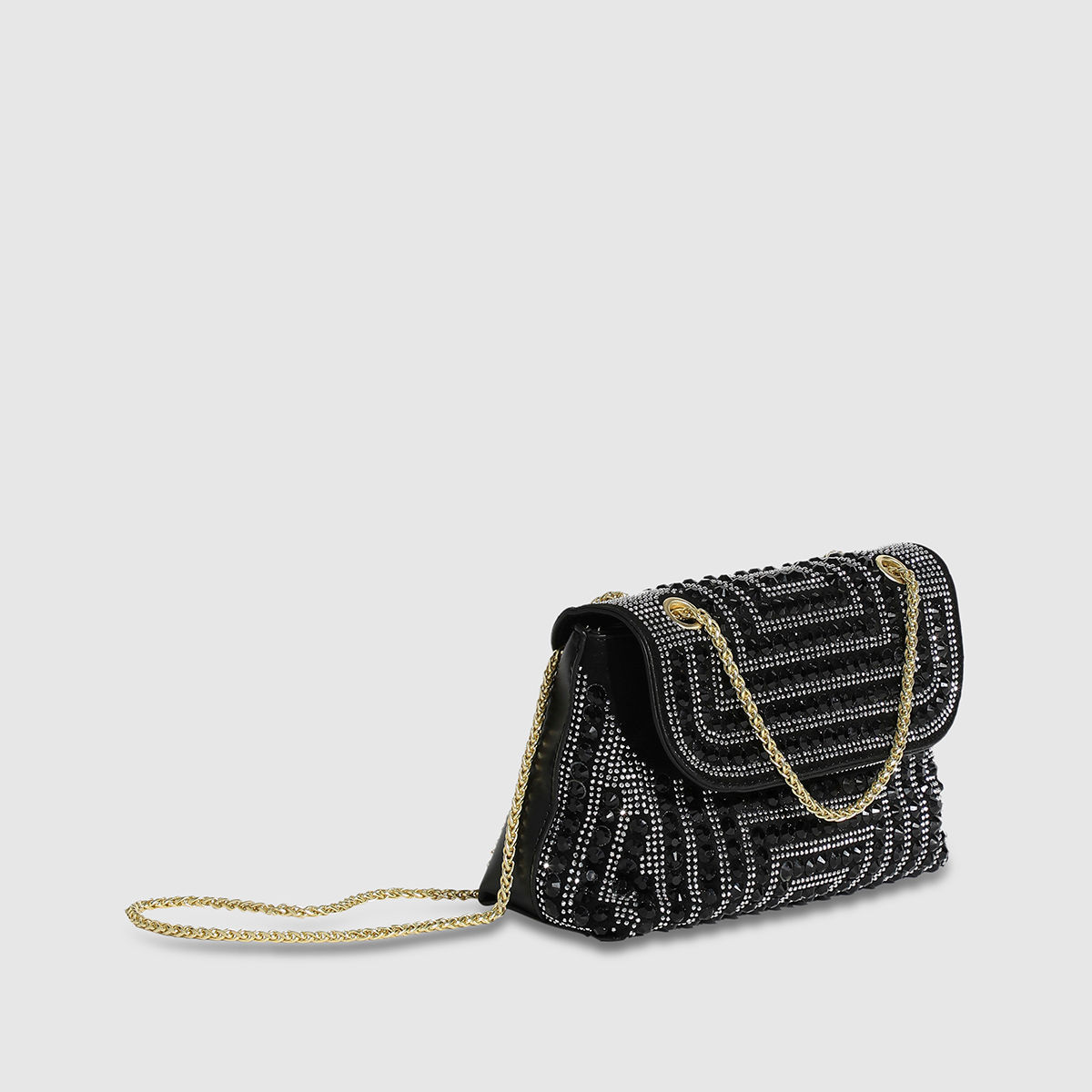 Buy Haute Sauce All Over Studs Sling Bag - Black & Silver Online