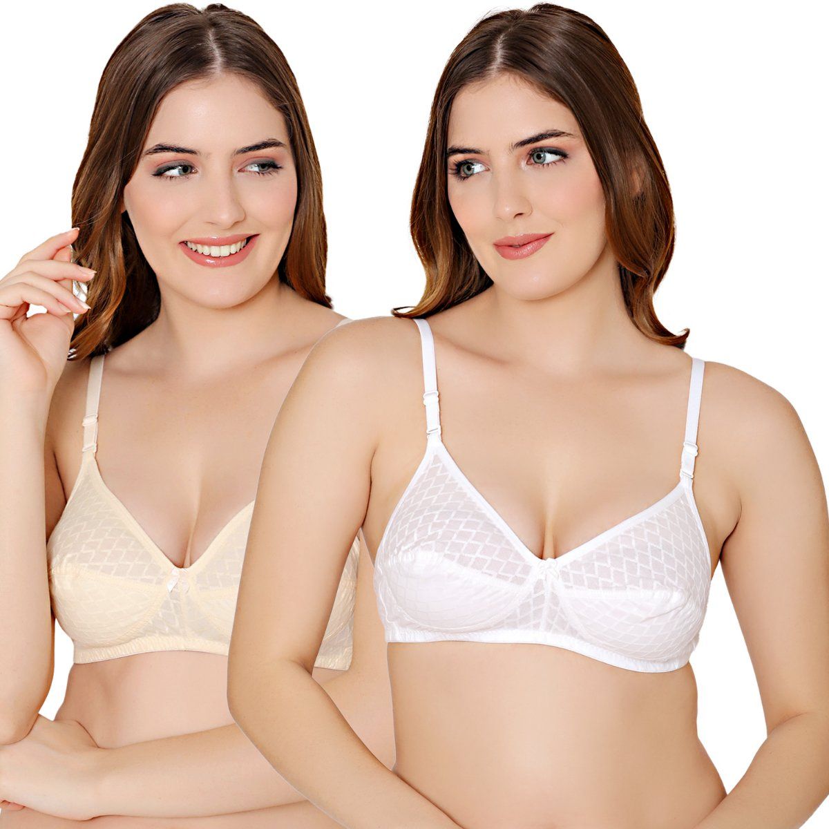 Buy Bodycare Cotton Skin, White Color Bra 1510SW (Pack of 2) online