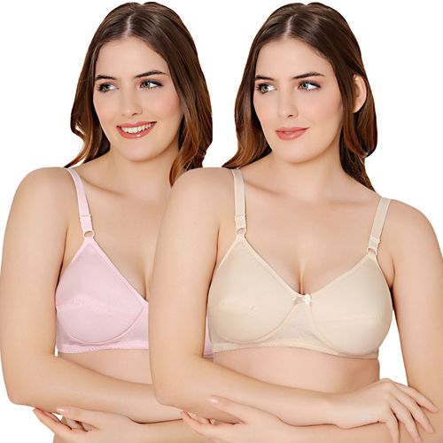 Buy Bodycare Cotton Pink, Skin Color Bra 5543PIS (Pack of 2) Online