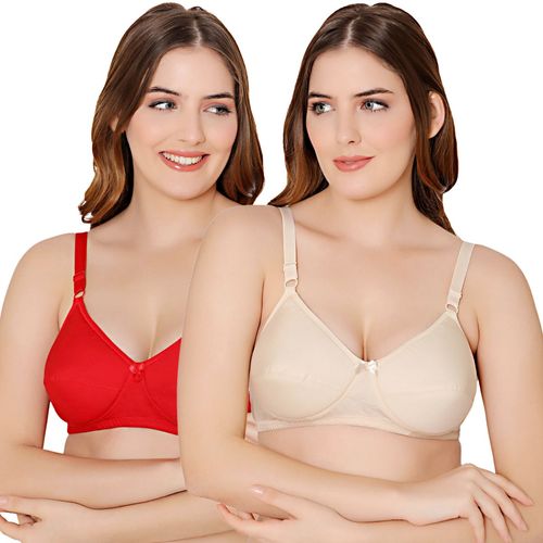 Buy Bodycare Cotton Red, Skin Color Bra 5543RES (Pack of 2) Online