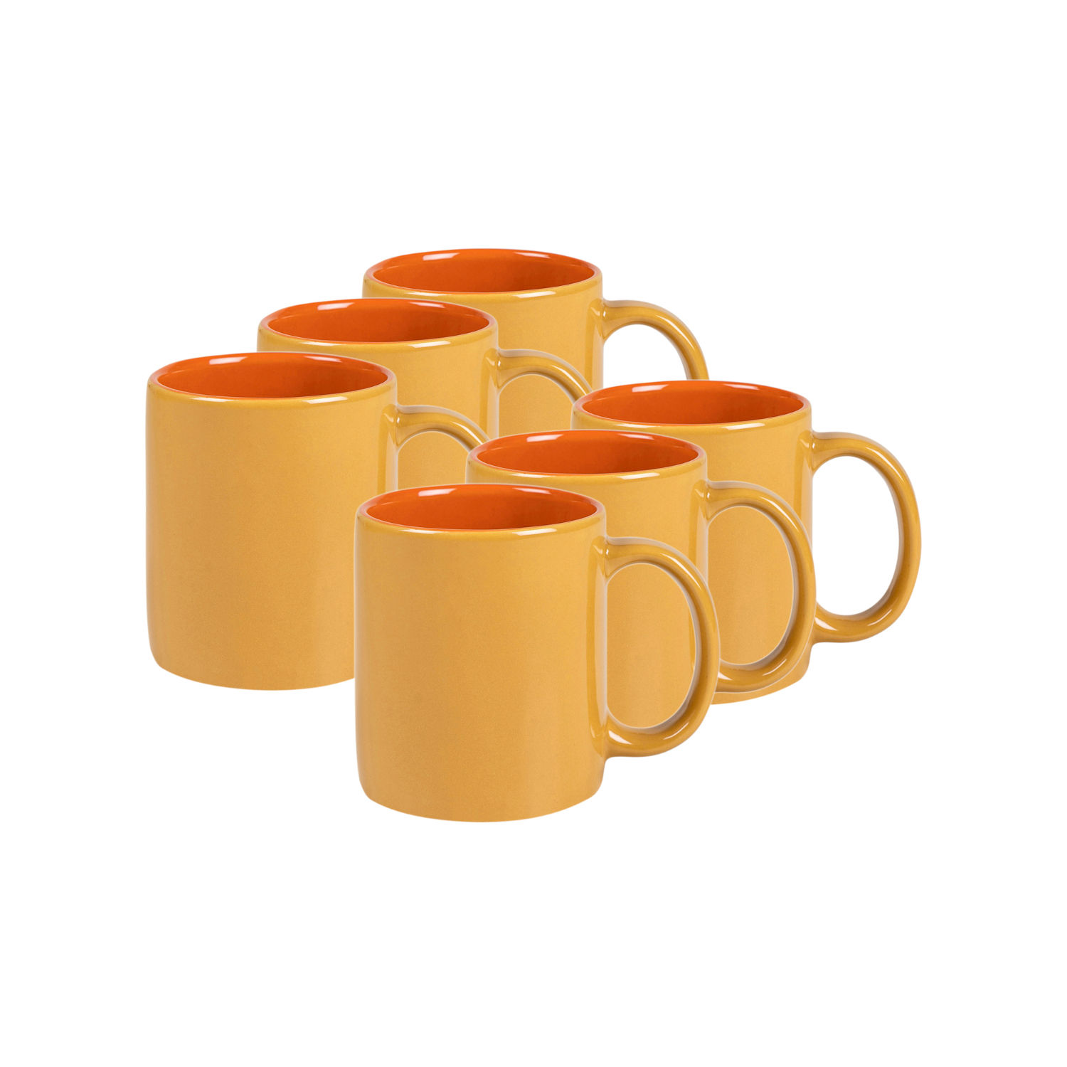 Buy Pure Home + Living Set of 6 Coupe Yellow Coffee Mugs Online