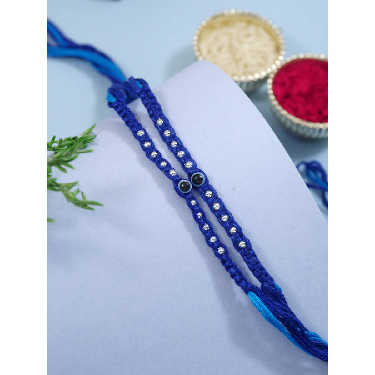 I Jewels Blue Enamel Evil Eye Rakhi Gift Set