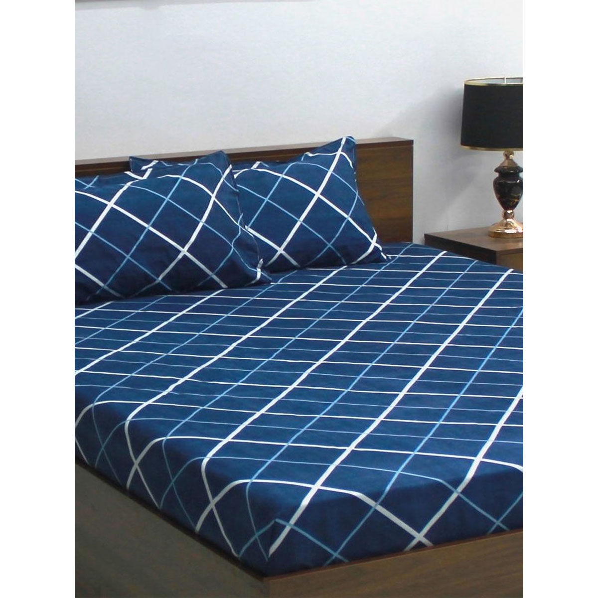 Buy Bombay Dyeing Vista 110 GSM Microfiber Blue Geometric Double
