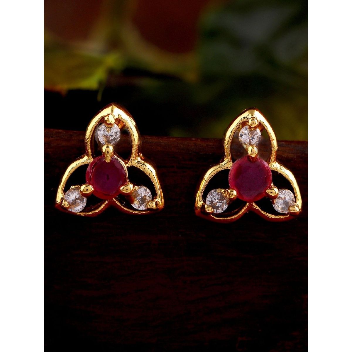 Shop Dainty Ruby Stud Earrings in 18K Gold Online in India  Gehna