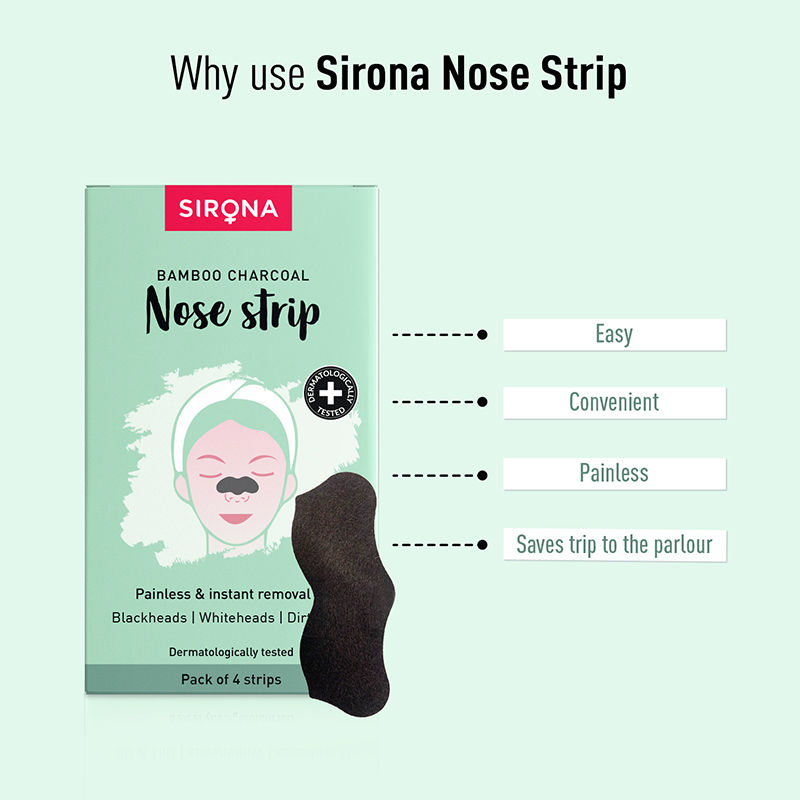 Sirona Natural Bamboo Charcoal Nose Strips for Women, Removes