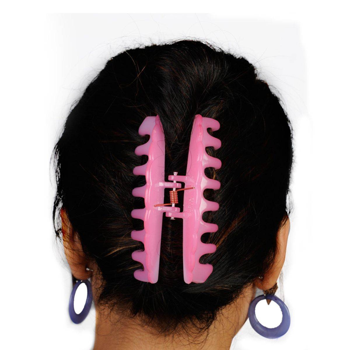 Accessher Multicolour Acrylic Material Jumbo Size Hair Clips With Tight Grip Packof 3