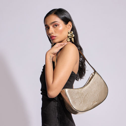 Buy IYKYK by Nykaa Fashion Gold Metallic Moon Shaped Shoulder Bag