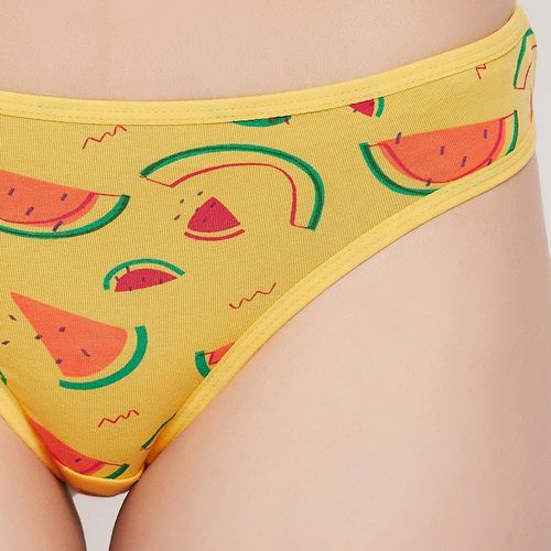Buy Low Waist Printed Thong in Yellow - Cotton Online India, Best