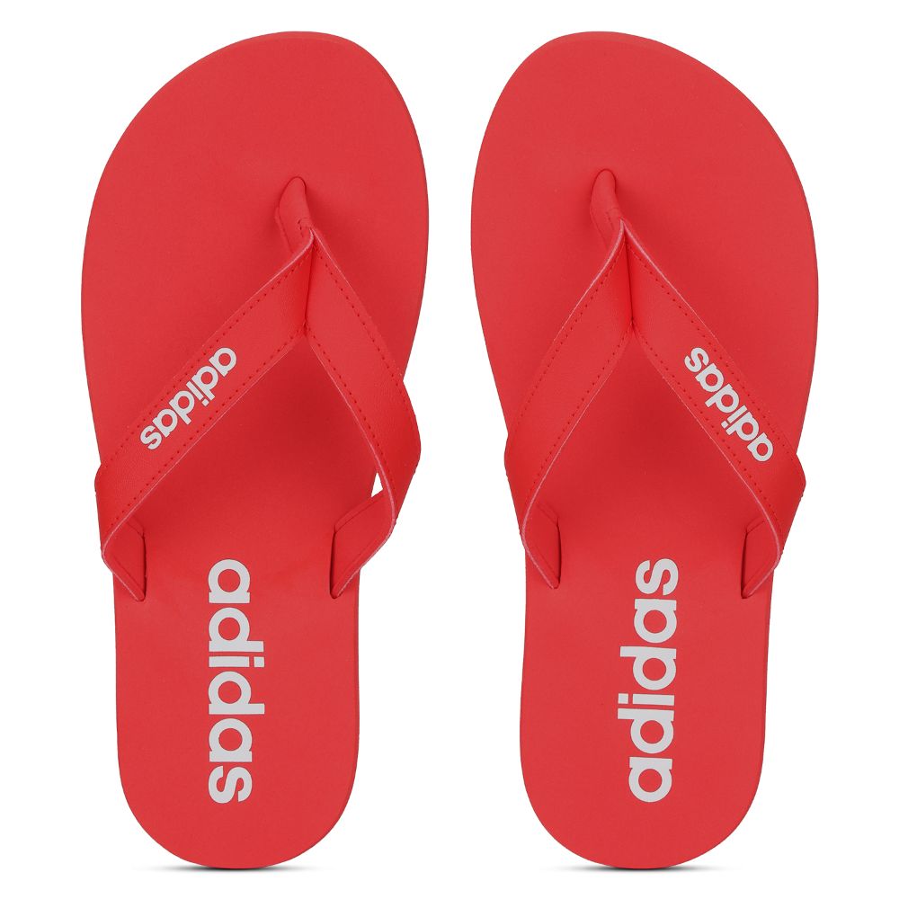 Red adidas flip online flops