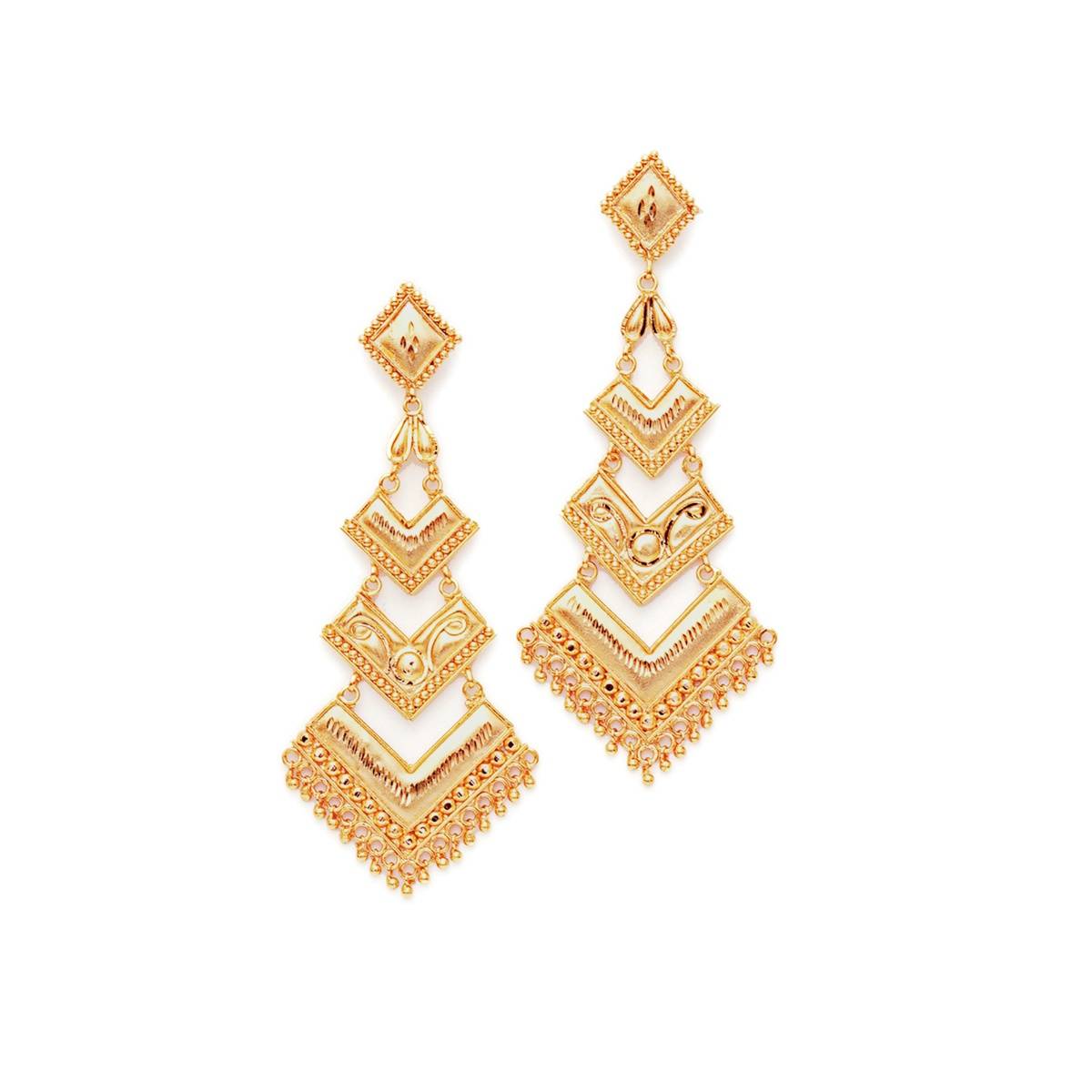 Ruby Raang Studio Golden Lightweight Dangler Earrings
