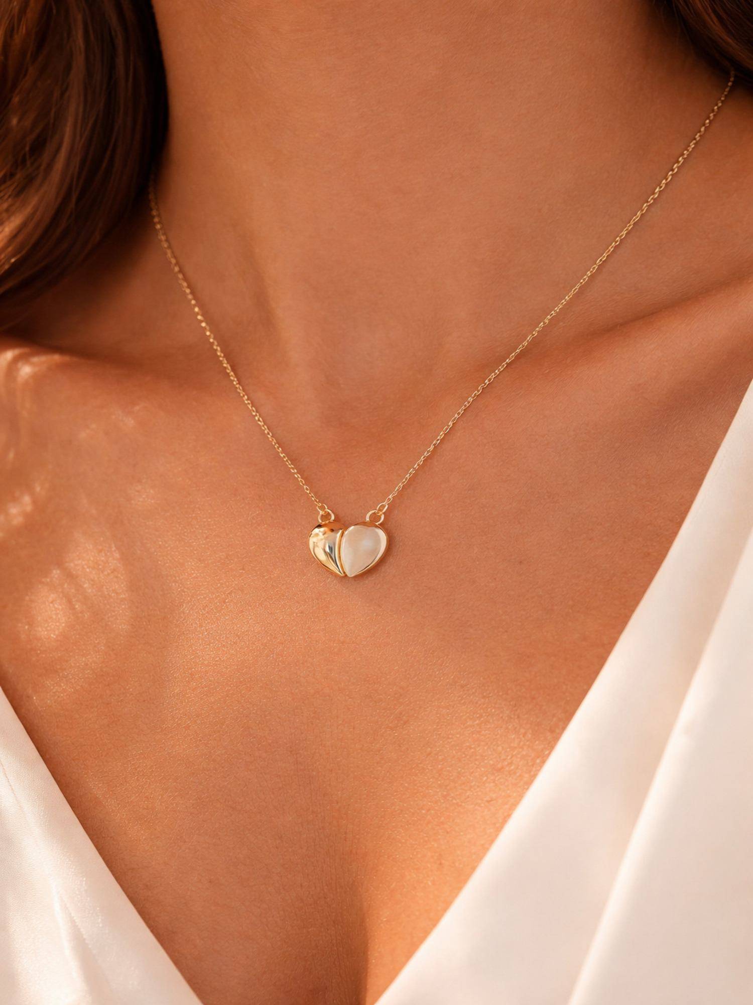 Jewelz Gold Plated Dual Heart Pendant Necklace for Women