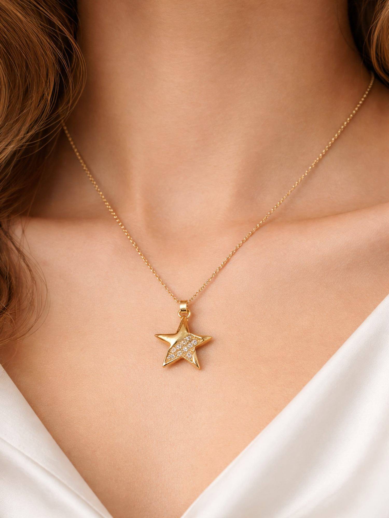 Gold Plated Star Pendant Necklace for Women & Girls STAR JEWELRY 
