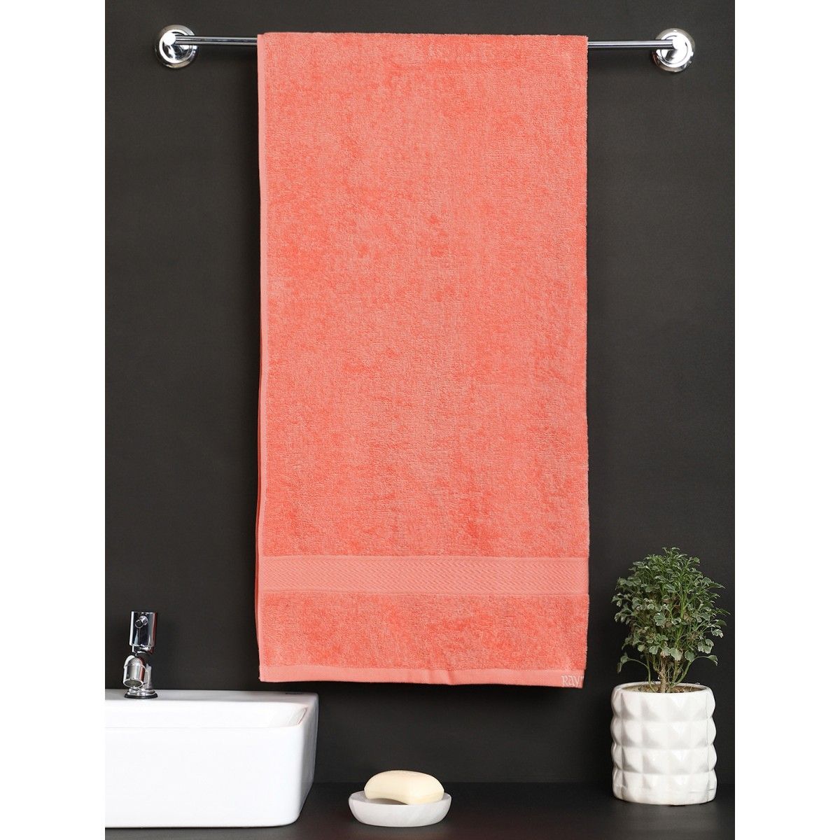 Buy RAYMOND HOME 380 GSM 100 Percent Cotton Coral Towel Online