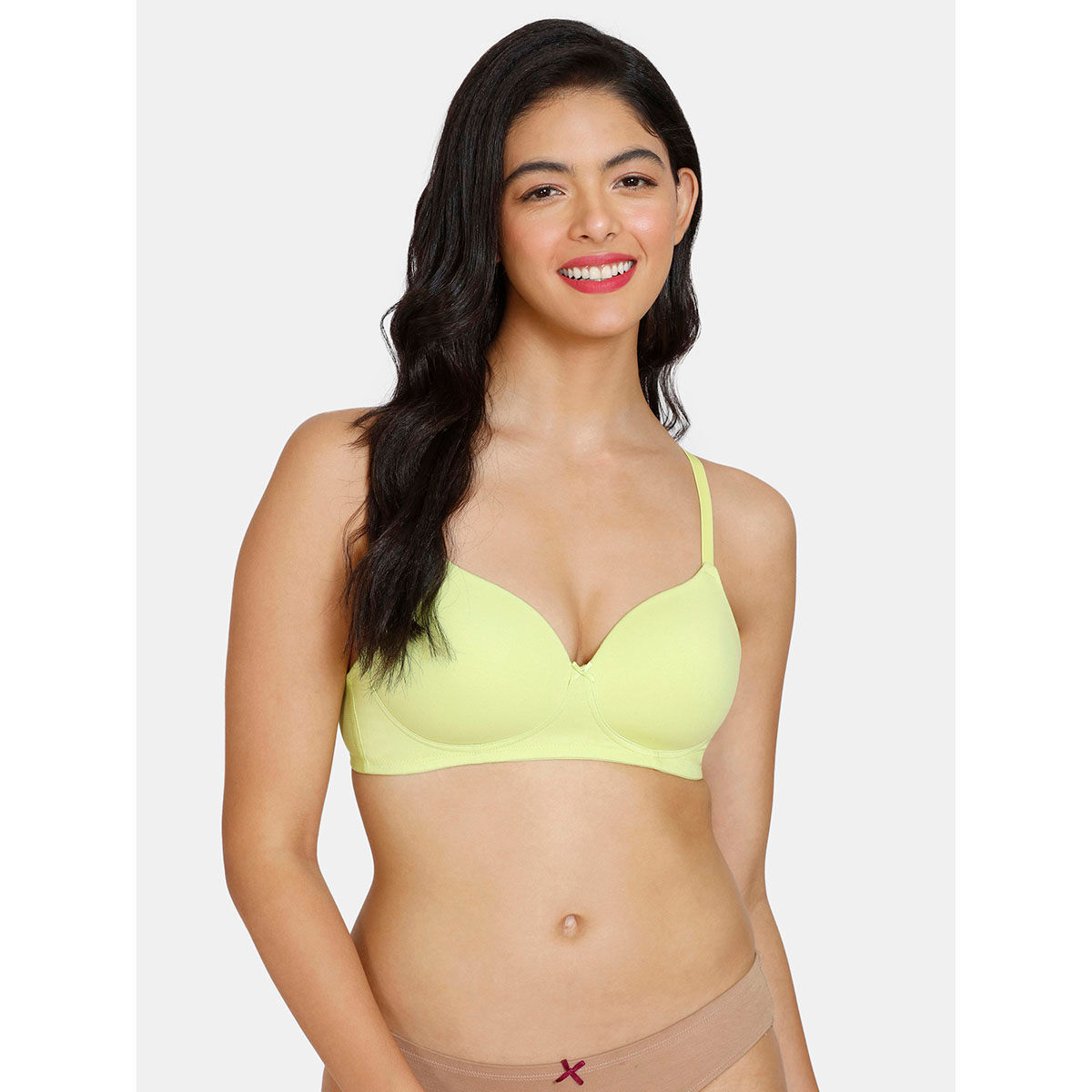 Buy Non-Padded Non-Wired Full Cup Bra in Lime Green - Cotton