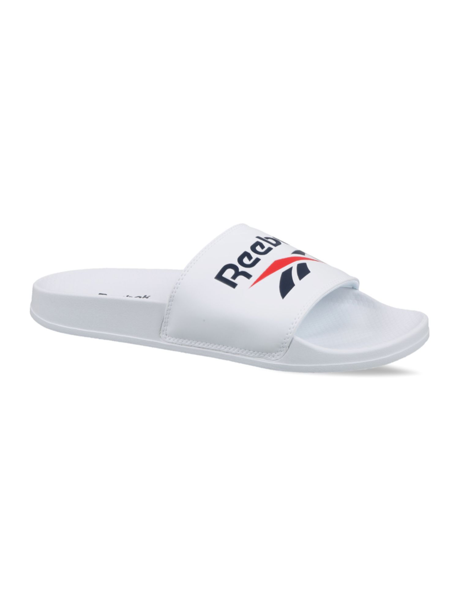 white reebok slides