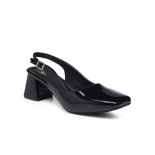 Buy GNIST Classic Square Toe Black Block Mules Heels Online