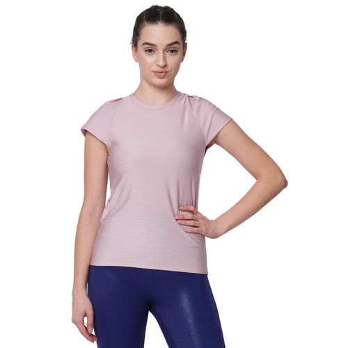Buy Fitkin Women Pink Self Design T-Shirt Online
