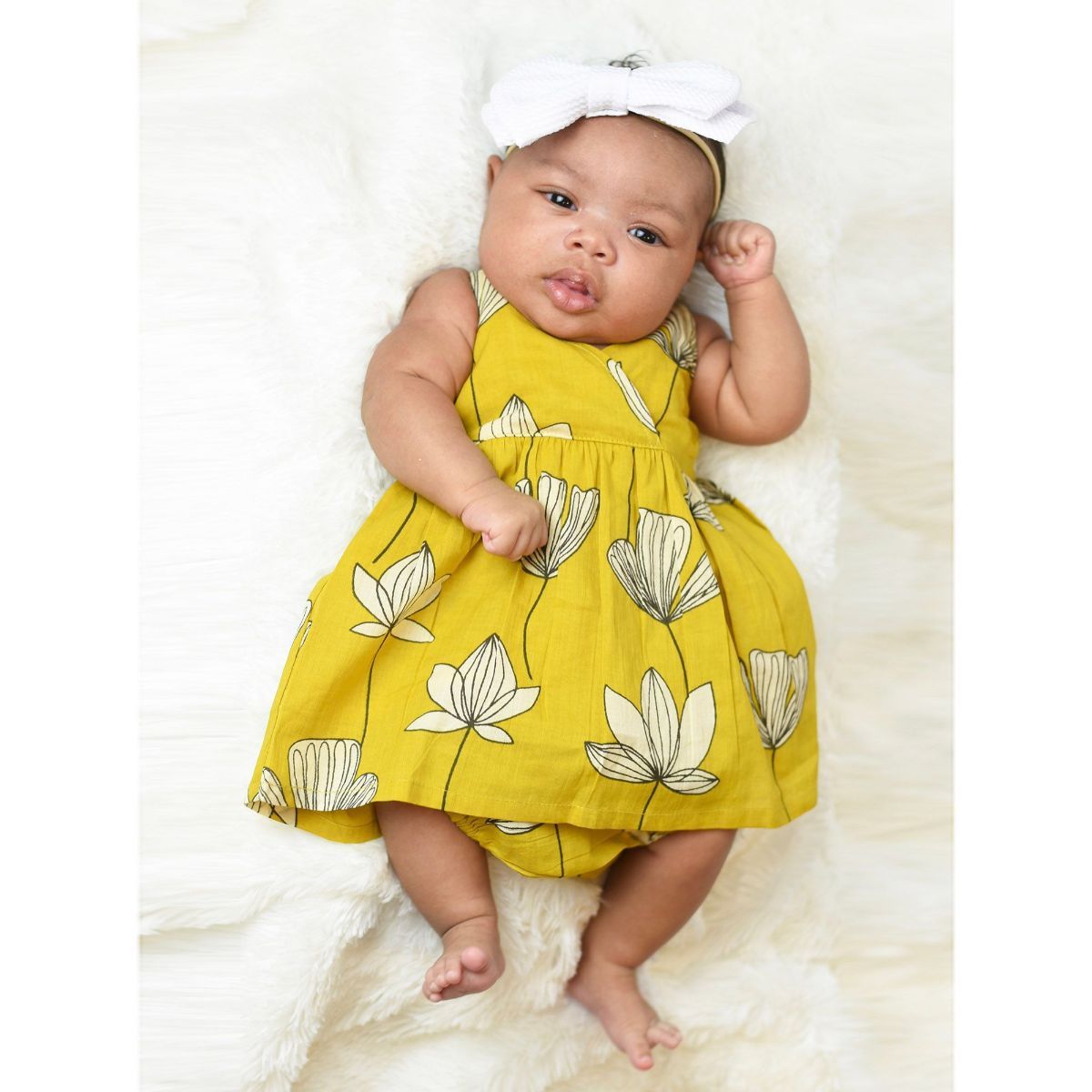 yellow floral baby dress