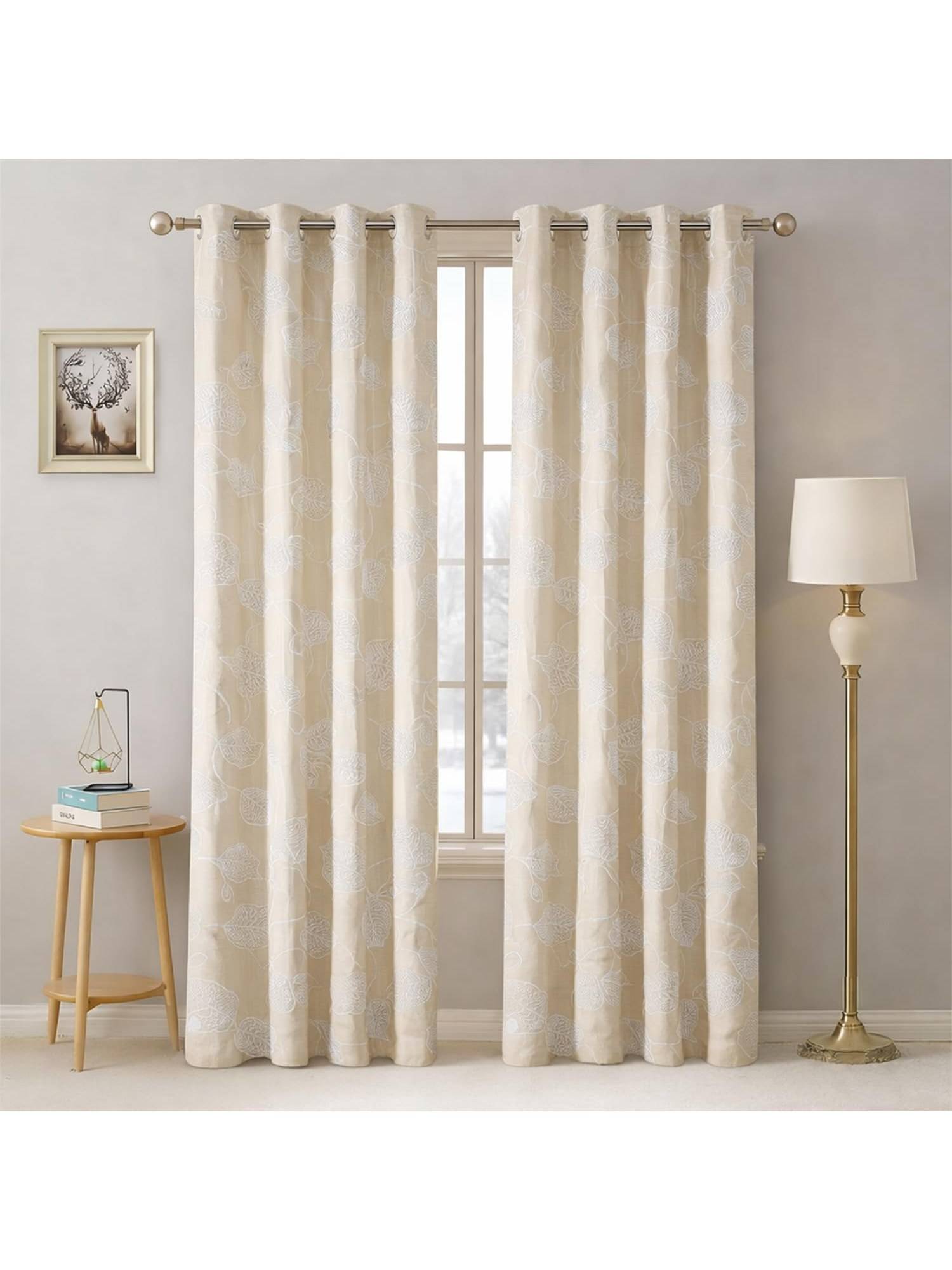Nesterra Window Curtain, Pearl Fog Floral Print, Polyester 200 TC (Pack of 2)