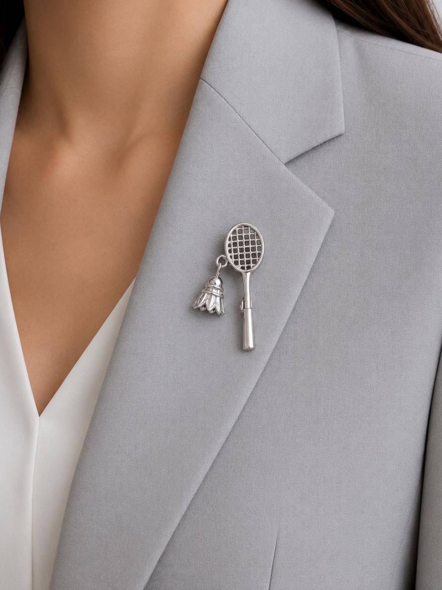 House of Pehr Silver Plated Badminton Brooch