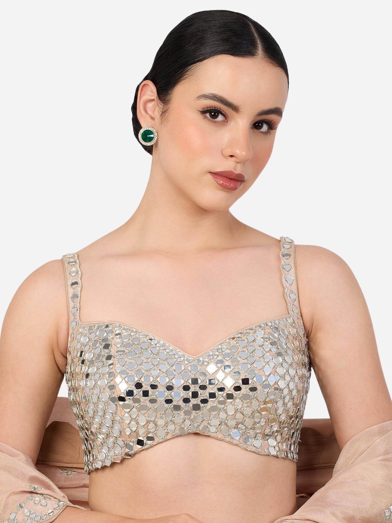Zaveri Pearls Green Stone and Austrian Diamonds Party Bling Studs Earrings
