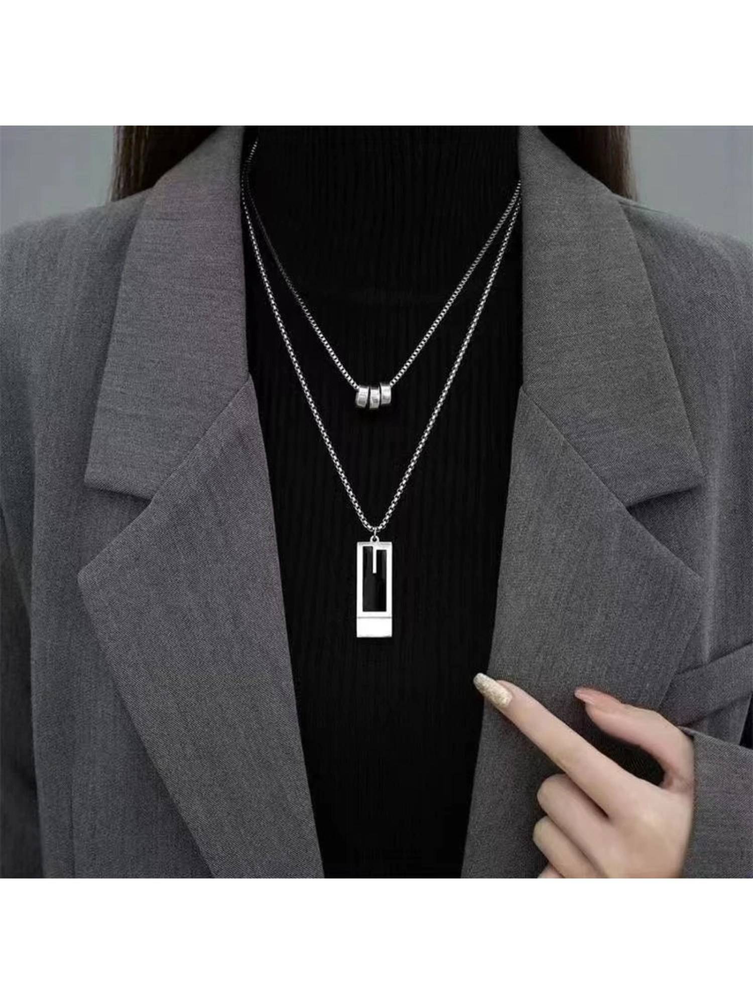 Dkane Designs Women Black Double Chain Silver Necklace