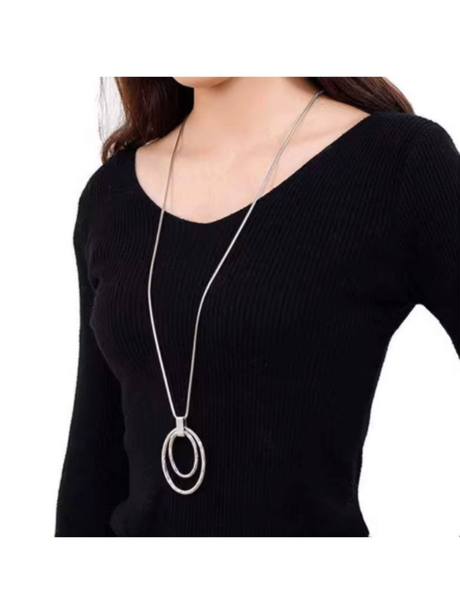 Dkane Designs Women Silver Geometric Ring Necklace