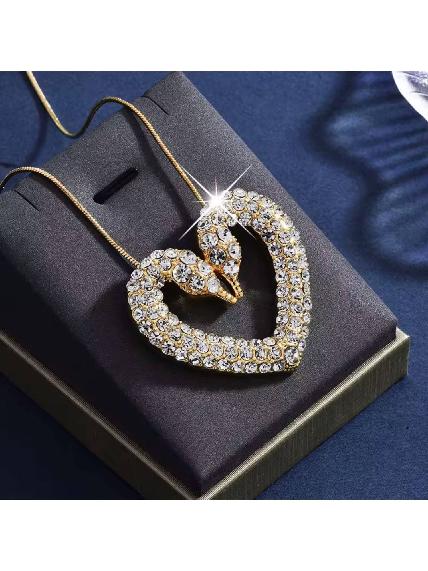 Dkane Designs Women Swan Heart Stone Studded Necklace
