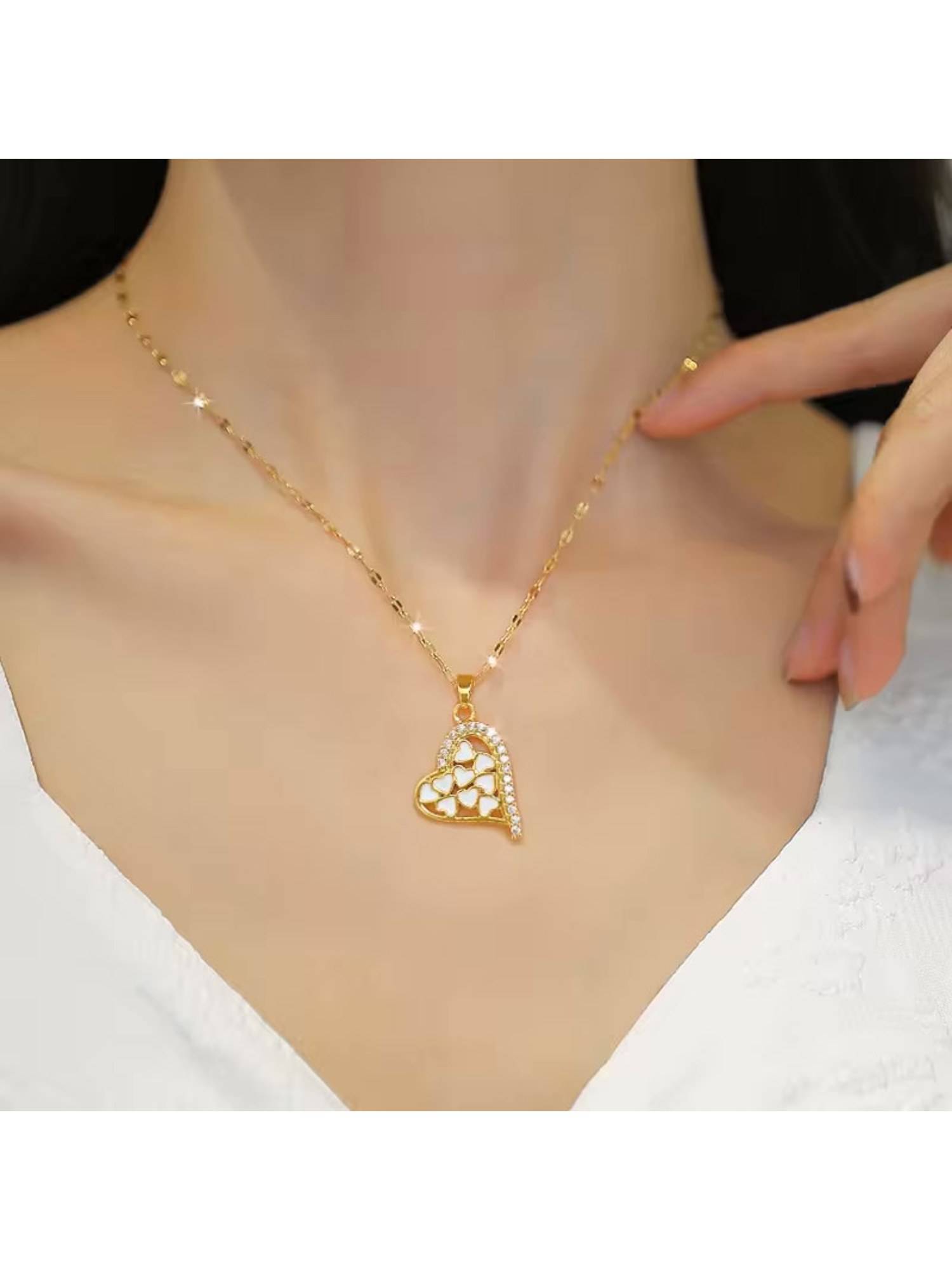 Dkane Designs Women White Heart Necklace