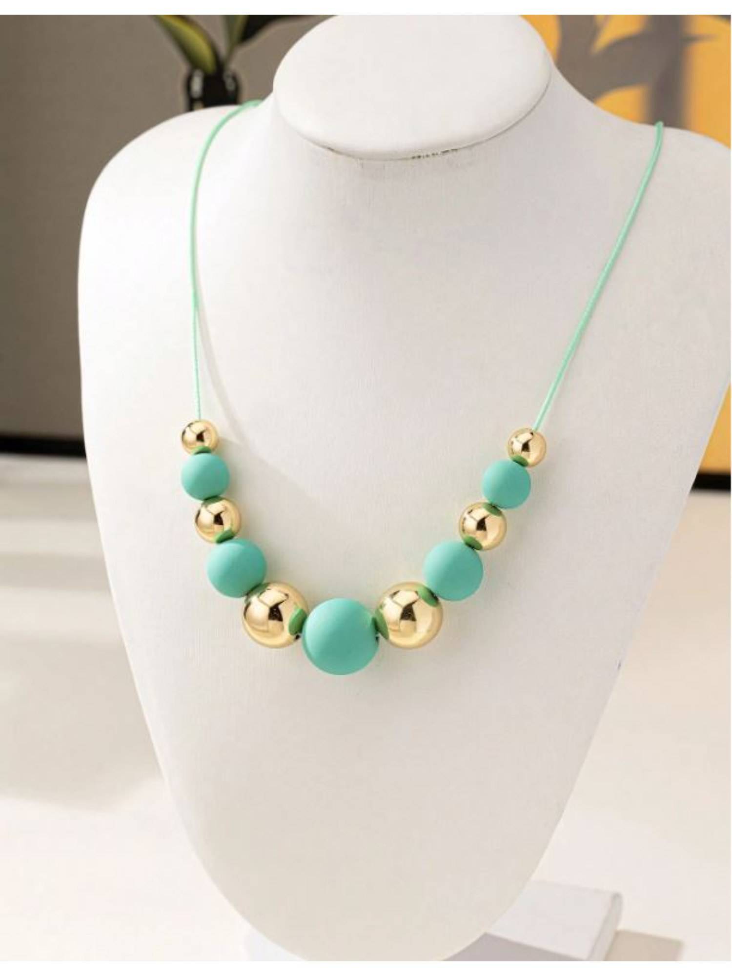 Dkane Designs Women Minty Green-Gold Fresh Orb Necklace
