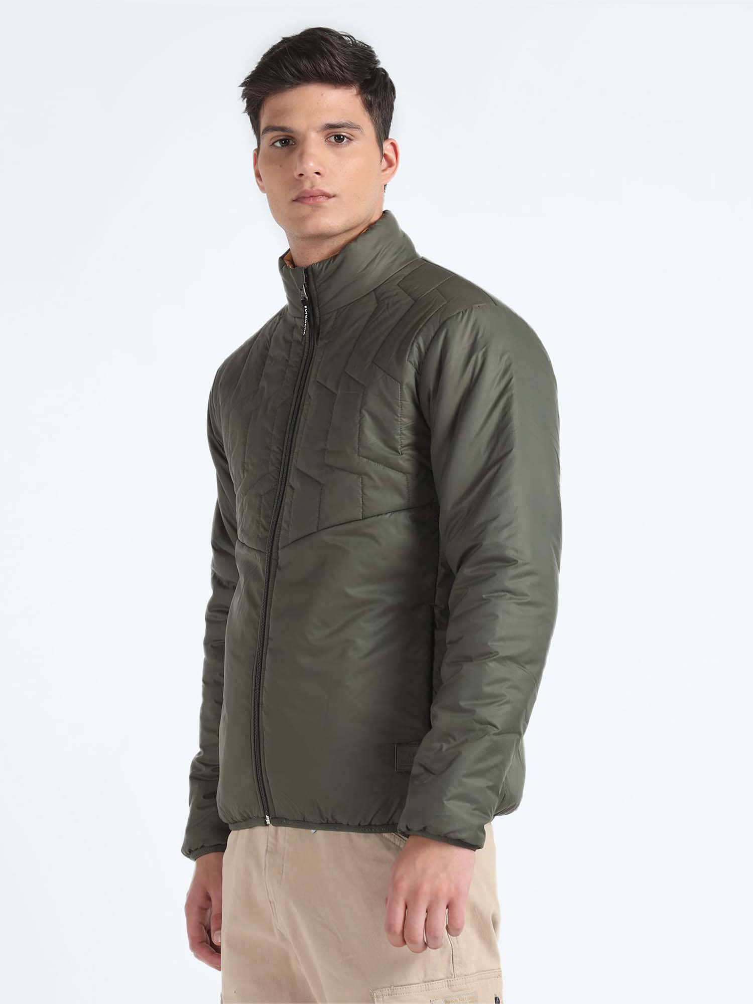 Reversible Flying Machine Buy Flying Machine Green High Neck Reversible Puffer Jacket Online