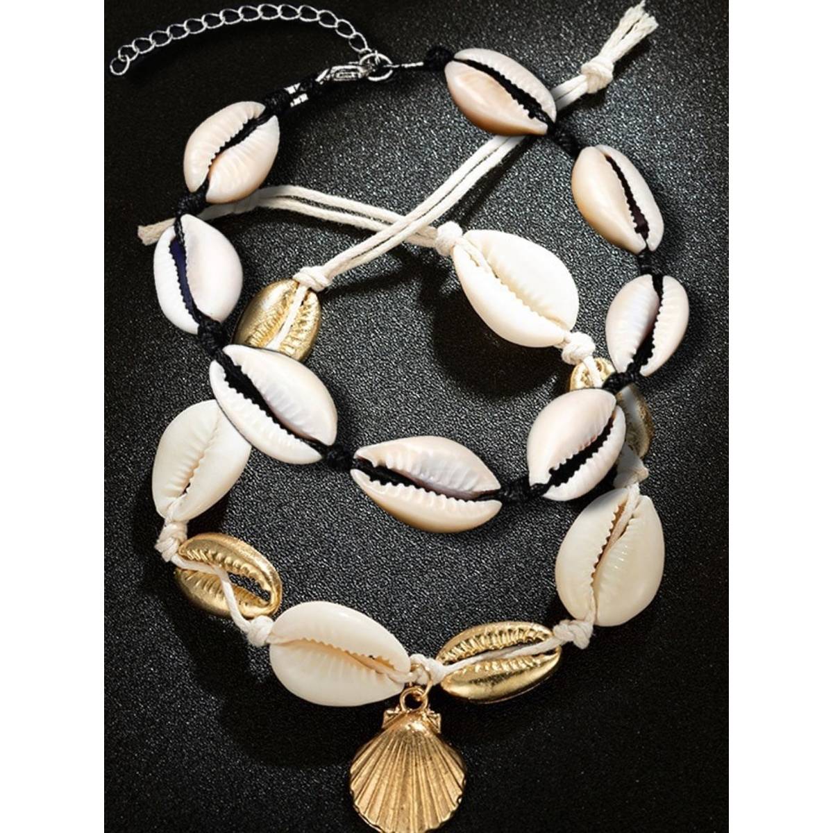 OOMPH Combo of 2 Sea Shell Charm Bohemian Fashion Anklet