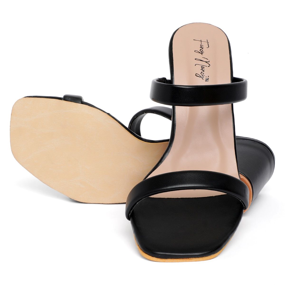 Black two best sale strap sandals