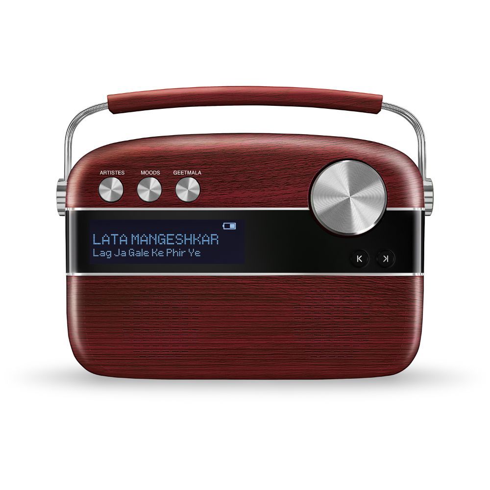 Saregama Carvaan Hindi - Music Player with 5000 Preloaded Songs Bluetooth/FM/AUX (Cherrywood Red)