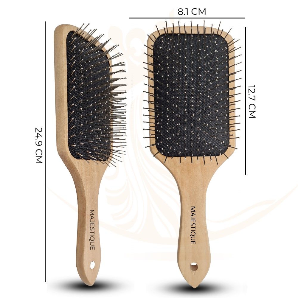 Majestique Wood Hair Brush Eco Friendly Paddle Hairbrush, Bamboo