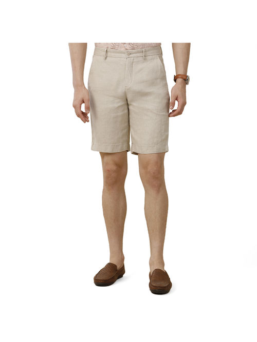 Buy Linen Club Mens Linen Beige Solid Contemporary Fit Casual