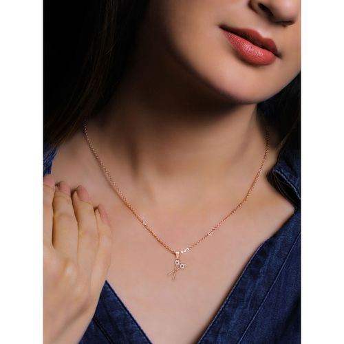 Giva 925 Sterling Silver Rose Gold Scissor Pendant With Link Chain For  Women(Adjustable)