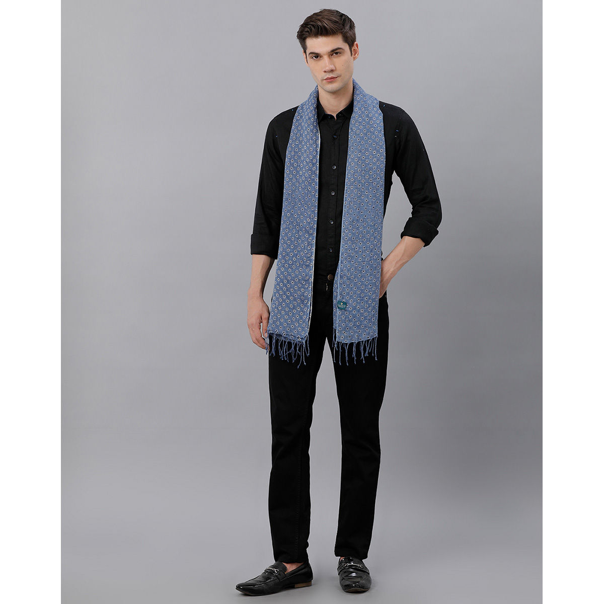 Linen Club Blue Printed Pure Linen Stole (M) Buy Linen Club Blue Printed Pure Linen Stole (M
