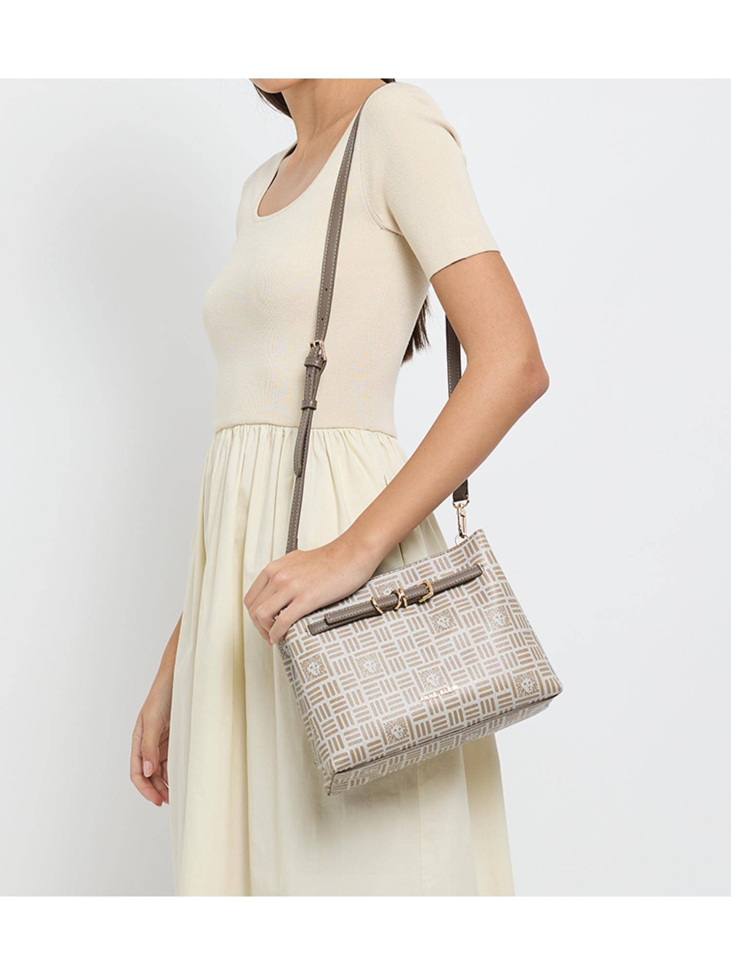 Anne Klein Grey Women Crossbody Sling Bag With Detachable Strap