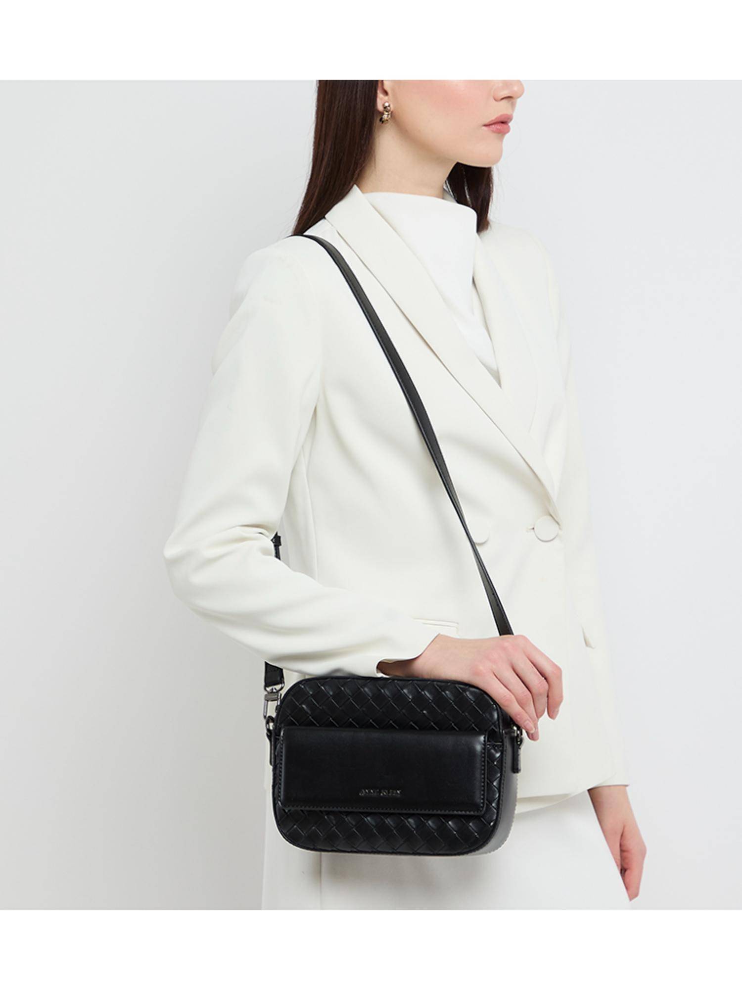 Anne Klein Black Women Crossbody Sling Bag With Detachable Strap