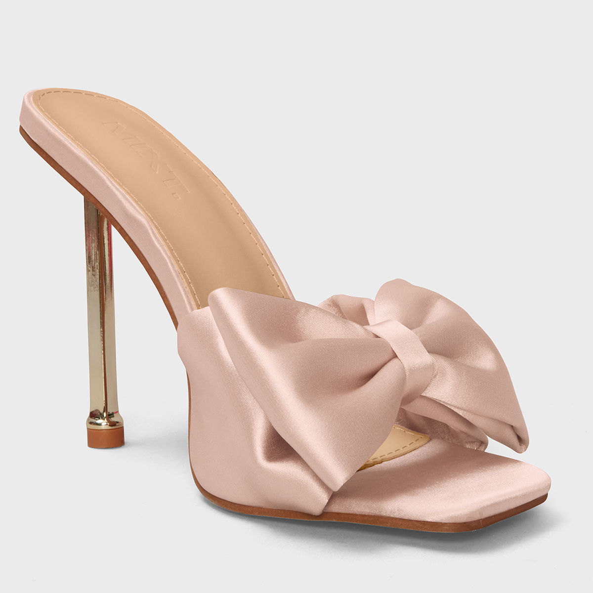 Buy MIXT by Nykaa Fashion Beige Bow Mule Stiletto Heels Online