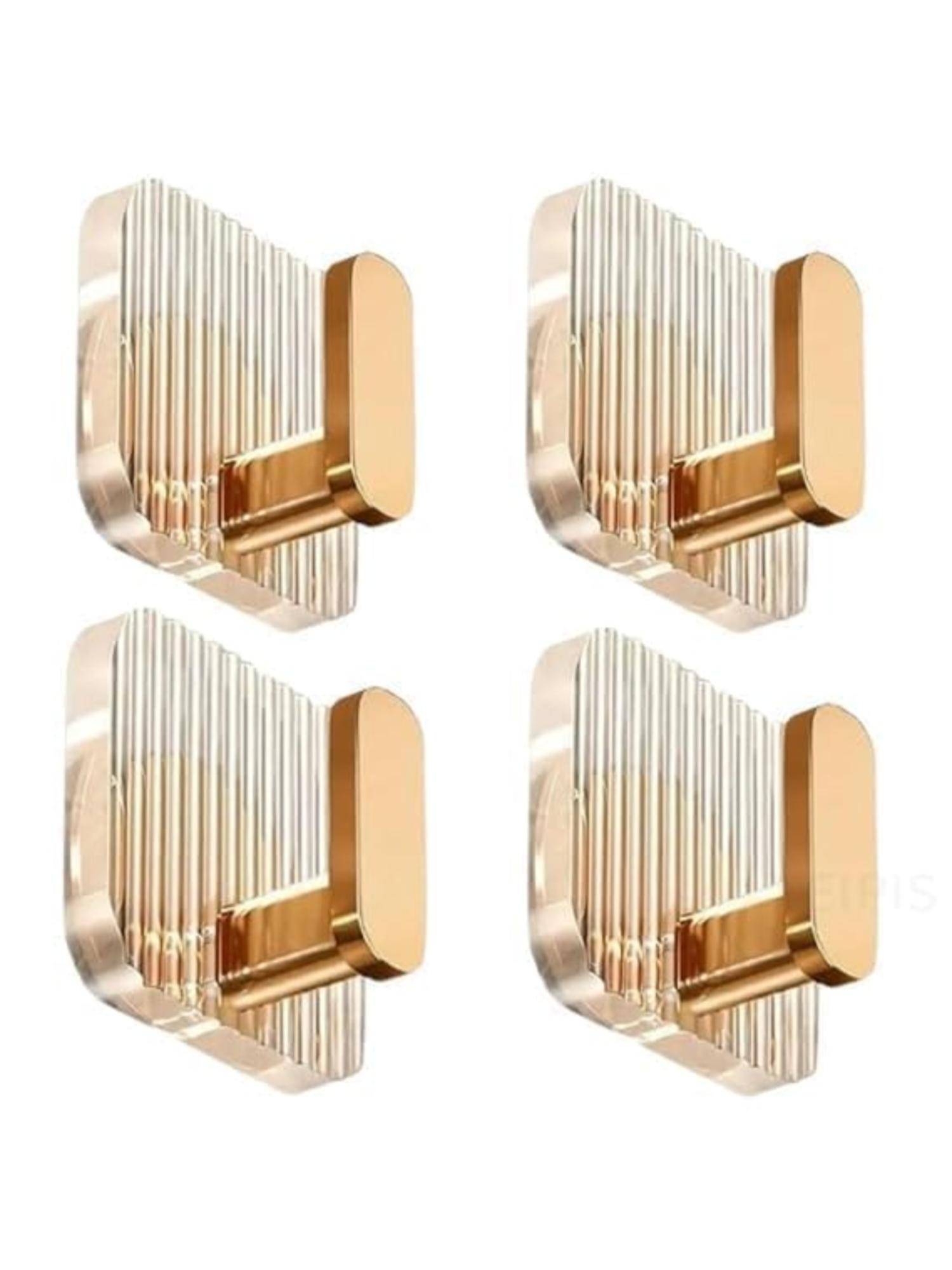 Awestuffs Premium Transparent Acrylic Wall Hook(Gold) (Pack of 4)