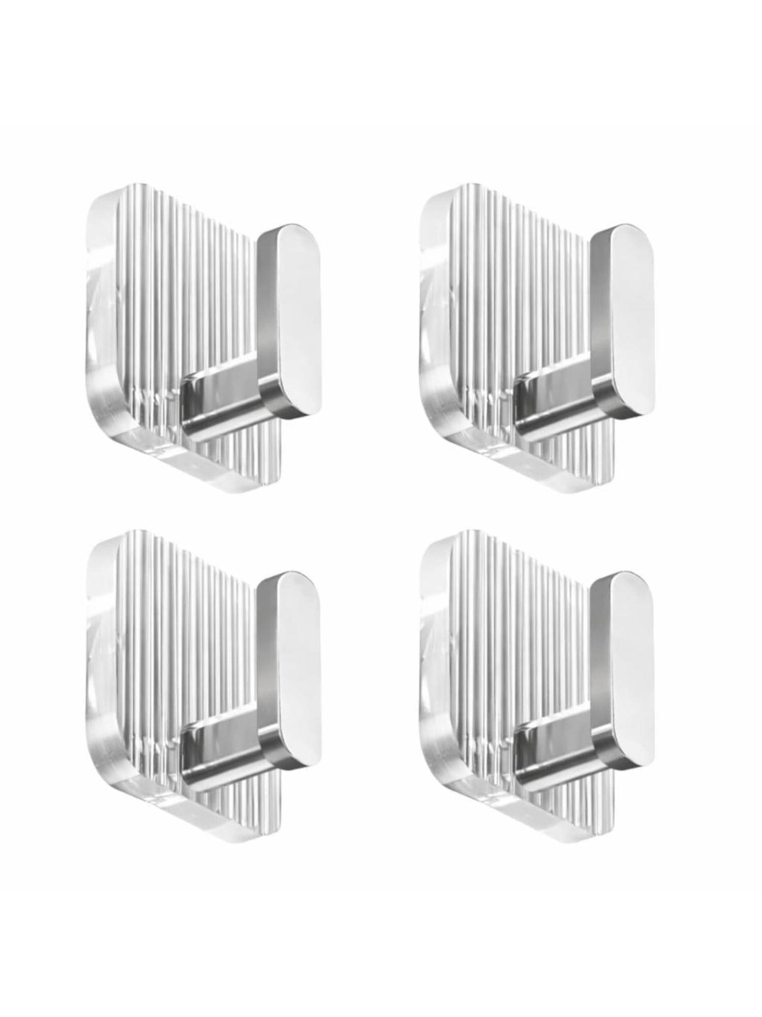 Awestuffs Premium Transparent Acrylic Wall Hook(Sliver)(Pack of 4)