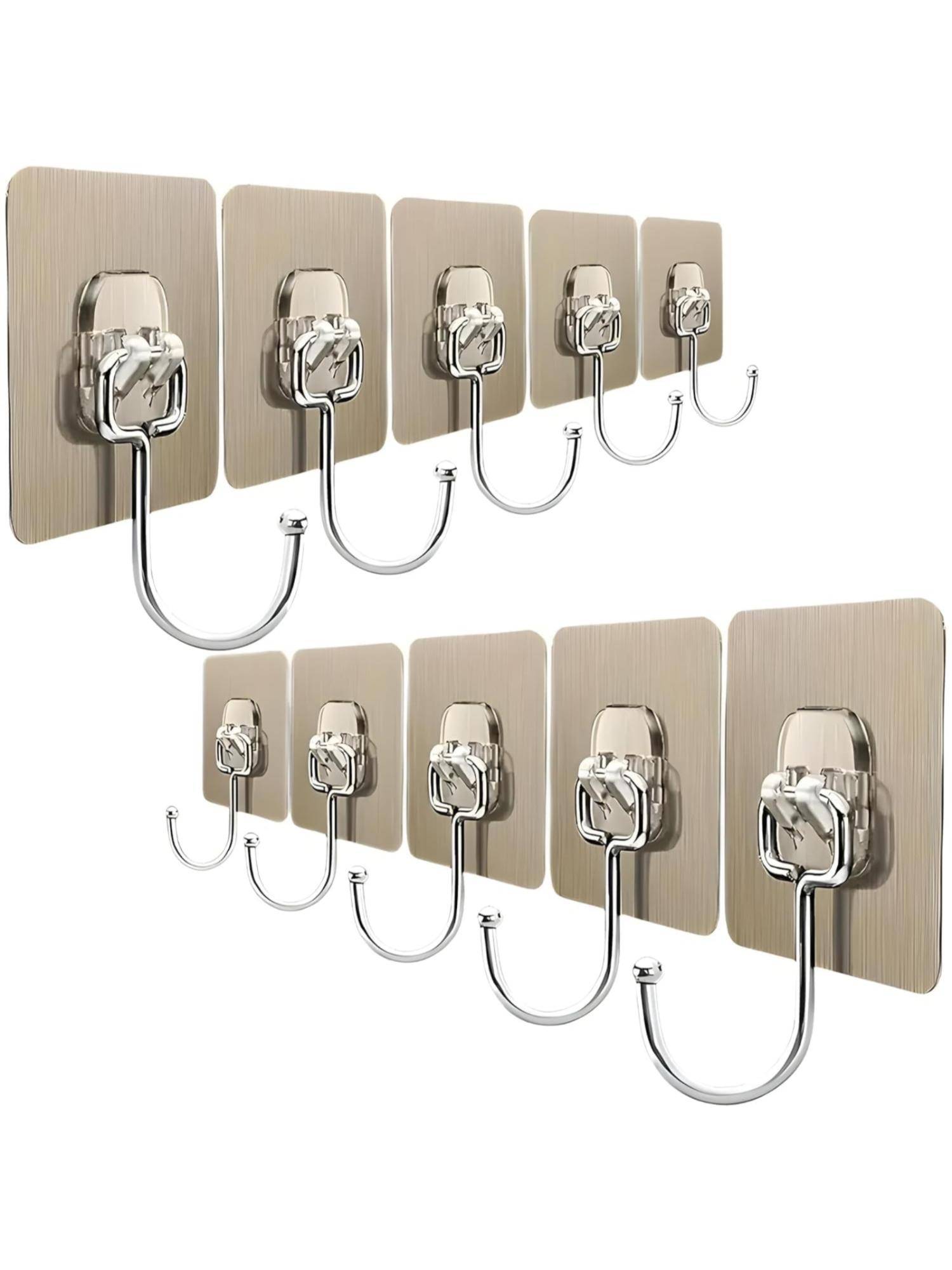 Awestuffs 6 Heavy-Duty No-Drill Wall Hooks for Kitchen, Bathroom and Door (Pack Of 10)