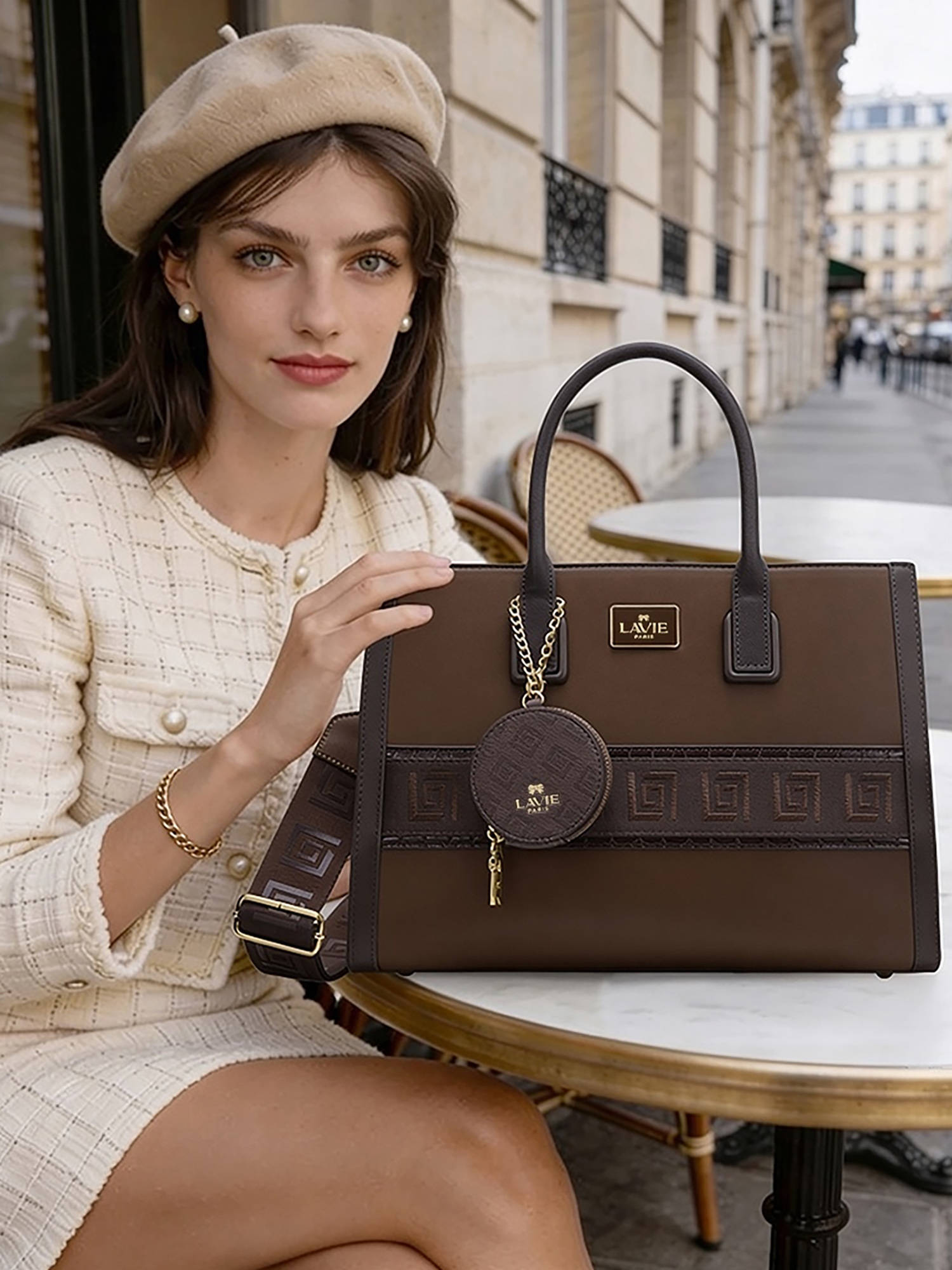 Buy Lavie Paris Women's Jade Monogram Satchel Bag with Detachable