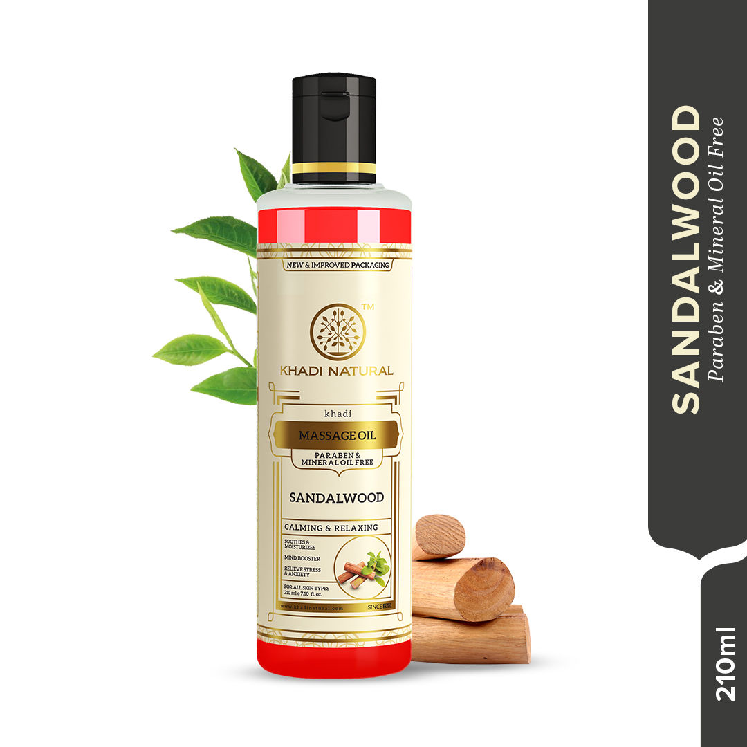 Khadi Natural Sandalwood Herbal Massage Oil - Paraben Free / Mineral Oil