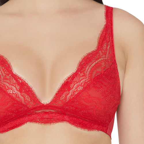 Buy Wacoal Non Padded Non Wired Mid Coverage Lace Bralette Red Online