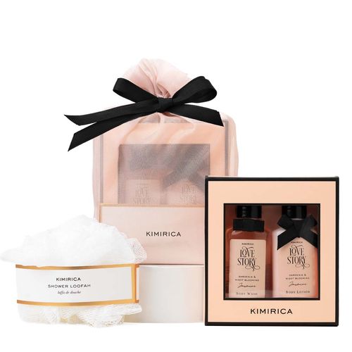 Kimirica Nothing But Love Duo Potli Gift Set - Nourishing Shower Gel, Hydrating Body Lotion & Loofah