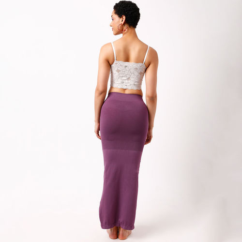 Buy CLOVIA Purple Saree Shapewear with Side-Slit in Violet