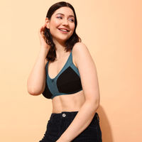 Buy Clovia Cotton Rich Non-Padded Non-Wired Front Open T-Shirt Bra & Mid  Waist Hipster - Blue online